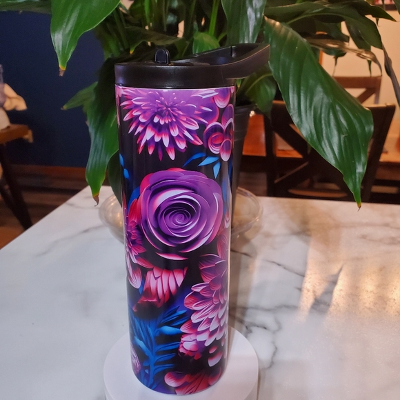 3D Flower Art 20oz Tumbler with duo lids 🎉sale - Picture 4 of 11
